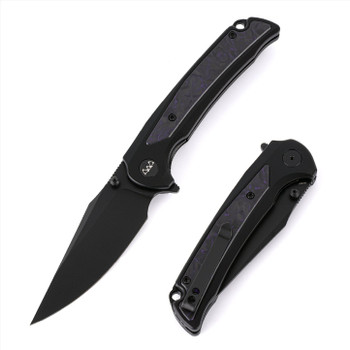 WIXCO Scort Folding Knife Black Aluminum/Carbon Fiber Handle 14C28N Clip Point Plain Edge Black PVD Finish WX14-ANV