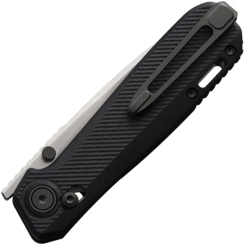 Karbon Terminal Folding Knife Black G10 Handle 14C28N Spear Point Plain Edge Satin Finish KARB126