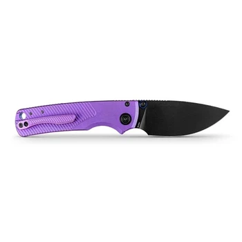 Vosteed Porcupine TiSlim Folding Knife Rebecca Purple Titanium Handle 154CM Drop Point Plain Edge Black Stonewash Finish A4812