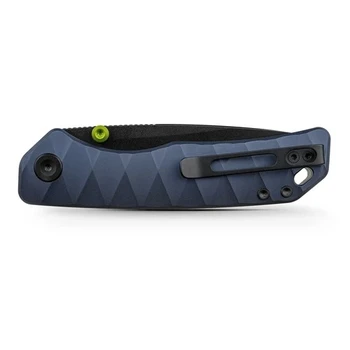 Vosteed Marten 330 Folding Knife Dark Slate Blue Aluminum Handle 154CM Drop Point Plain Edge Black Stonewash Finish A1615