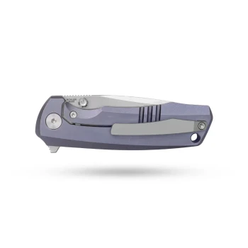 Olitans Knives Ti-Bomber 2.0 T065 Frame Lock Flipper Folding Knife Purple Titanium Handle Clip Point Bohler M390 Stonewash Blade