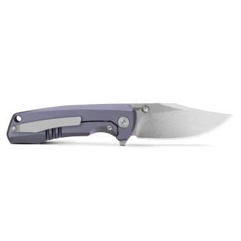 Olitans Knives Ti-Bomber 2.0 T065 Frame Lock Flipper Folding Knife Purple Titanium Handle Clip Point Bohler M390 Stonewash Blade