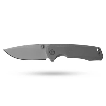 Olitans Knives Ti-Bomber 2.0 T065 Frame Lock Flipper Folding Knife Dark Gray Titanium Handle Drop Point Bohler M390 Stonewash Blade