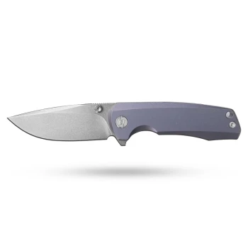 Olitans Knives Ti-Bomber 2.0 T065 Frame Lock Flipper Folding Knife Purple Titanium Handle Drop Point Bohler M390 Stonewash Blade
