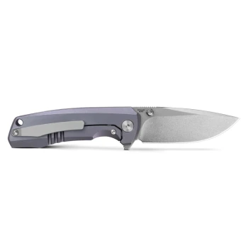 Olitans Knives Ti-Bomber 2.0 T065 Frame Lock Flipper Folding Knife Purple Titanium Handle Drop Point Bohler M390 Stonewash Blade