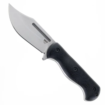 Work Tuff Gear V44C Fixed Blade Knife Black Burlap Micarta 4" Satin Böhler K329 Bowie