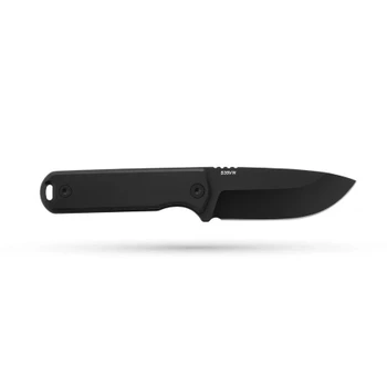 WESN Bornas Fixed Blade Knife Black Titanium Handle S35VN Drop Point Plain Edge Black Finish WESN23-3