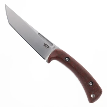 Work Tuff Gear Devihorn Fixed Blade Tanto AEBL Satin Blade Natural Canvas Micarta Handle Black Kydex