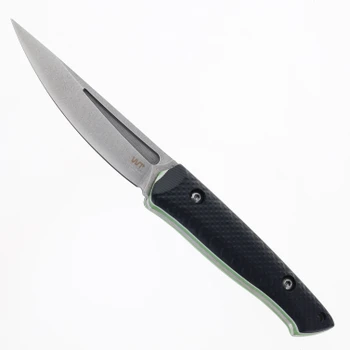 Work Tuff Gear Ninjuko Fixed Blade AEBL VT Stonewash Blade Black G10 Handle with Neon Green Liner Carbon Fiber Sheath