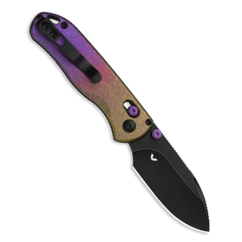(Open Box) WMK Halloween Kizer Drop Bear 2 Folding Knife Crystalized Titanium Handle Nitro-V Black Blade V3619.2KDE1