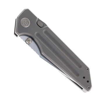 KB Relentless Folding Knife Bronze Titanium Handle M390 Tanto Point Plain Edge Silver Bead Blast Finish KB462G
