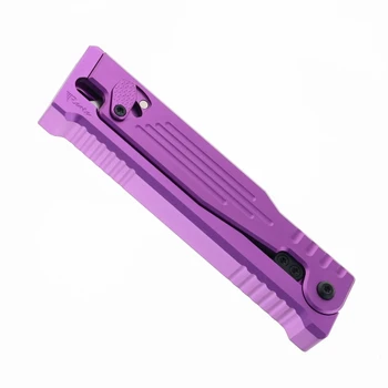 Reate Exo Performance Gravity Knife Purple Stripe pattern Double Blade Nitro-V Stonewashed Plain Edge Satin Serrated