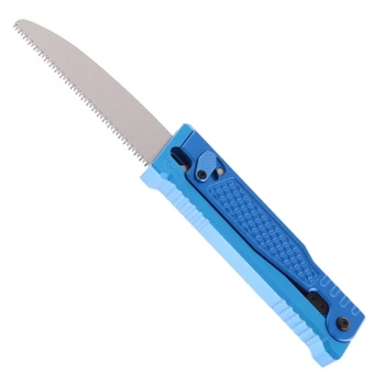 Reate Exo Performance Gravity Knife Blue Diamond Pattern Double Blade Nitro-V Stonewashed Plain Edge Satin Serrated