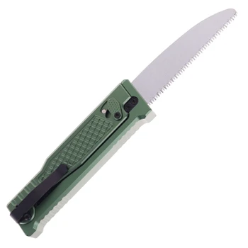Reate Exo Performance Gravity Knife Green Diamond Pattern Double Blade Nitro-V Stonewashed Plain Edge Satin Serrated