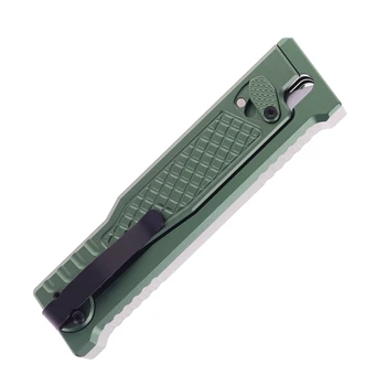 Reate Exo Performance Gravity Knife Green Diamond Pattern Double Blade Nitro-V Stonewashed Plain Edge Satin Serrated