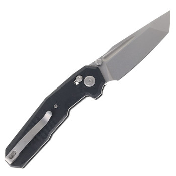 Kubey Carve Folding Knife Black G10 Handle 14C28N Tanto Point Plain Edge Beadblast Finish KU237A