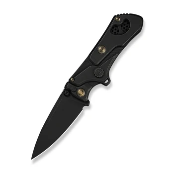 WE Knife NexoMorph Morphing Folding Knife Black Titanium Handle M390 Drop Point Plain Edge Black Stonewash Finish WE24037B-1