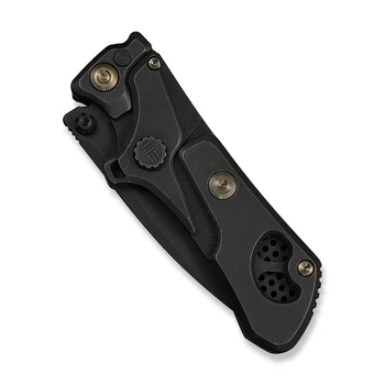 WE Knife NexoMorph Morphing Folding Knife Black Titanium Handle M390 Drop Point Plain Edge Black Stonewash Finish WE24037B-1