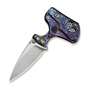 WE Knife NexoMorph Morphing Folding Knife Flamed Titanium Handle M390 Drop Point Plain Edge Hand Rubbed Satin Finish WE24037B-3