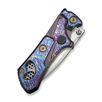 WE Knife NexoMorph Morphing Folding Knife Flamed Titanium Handle M390 Drop Point Plain Edge Hand Rubbed Satin Finish WE24037B-3