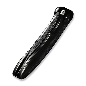 WE Knife VARG Folding Knife Polished Gray Titanium/Multi-Color Carbon Fiber Handle Fafnir Damasteel Clip Point Plain Edge WE25074-DS1