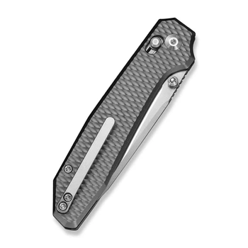 CIVIVI ELITE Tessera Folding Knife Gray Diamond Pattern Aluminum Handle S35VN Drop Point Plain Edge Satin Finish CE26029-1