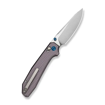 CIVIVI ELITE Tessera Folding Knife Purple Diamond Pattern Aluminum Handle S35VN Drop Point Plain Edge Satin Finish CE26029-2