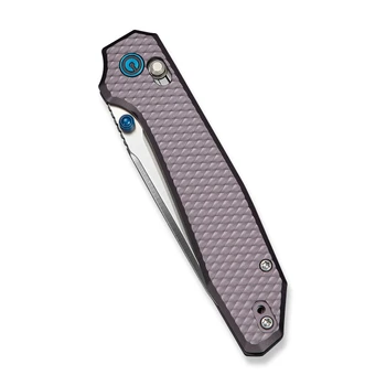CIVIVI ELITE Tessera Folding Knife Purple Diamond Pattern Aluminum Handle S35VN Drop Point Plain Edge Satin Finish CE26029-2