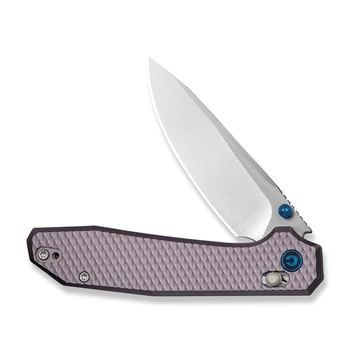 CIVIVI ELITE Tessera Folding Knife Purple Diamond Pattern Aluminum Handle S35VN Drop Point Plain Edge Satin Finish CE26029-2
