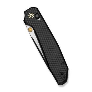 CIVIVI ELITE Tessera Folding Knife Black Diamond Pattern Aluminum Handle S35VN Drop Point Plain Edge Black Stonewash/Satin Flat Finish CE26029-3
