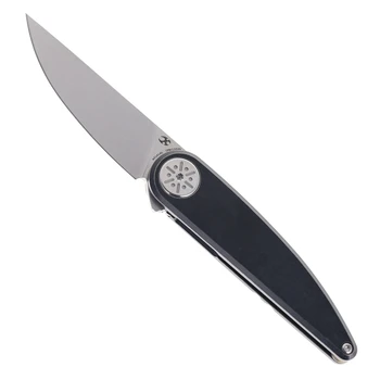 Kansept Symétrix Folding Knife Blackwash Titanium Handle S35VN Plain Edge Stonewash/Satin Finish K2141A1