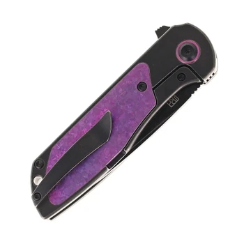 Kansept Ptarmigan Folding Knife Blackwash Titanium/Purple Crystallized Titanium Handle S35VN Plain Edge Blackwash Finish K2055A3