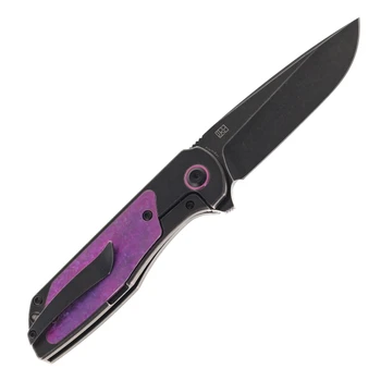Kansept Ptarmigan Folding Knife Blackwash Titanium/Purple Crystallized Titanium Handle S35VN Plain Edge Blackwash Finish K2055A3