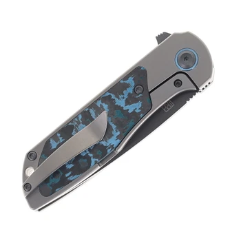 Kansept Ptarmigan Folding Knife Beadblast Titanium/Arctic Storm FatCarbon Handle S35VN Plain Edge Gray TiCN Coated Finish K2055A4