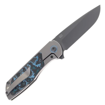 Kansept Ptarmigan Folding Knife Beadblast Titanium/Arctic Storm FatCarbon Handle S35VN Plain Edge Gray TiCN Coated Finish K2055A4