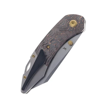 Kansept K9 Folding Knife Copper Carbon Fiber/Titanium Handle S35VN Plain Edge Stonewash Finish K1151A2