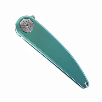 Kansept Symétrix Folding Knife Green Anodized Titanium Handle S35VN Plain Edge Stonewash Finish K2141A2