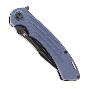 Kansept Pretatout Folding Knife Purple Aluminum/Rock Texture Handle S35VN Plain Edge Blackwash Finish K1032A6