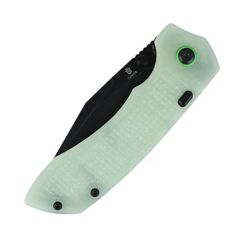 Tenable Entity Folding Knife Glow-in-the-Dark Green G10 Handle 14C28N Drop Point Plain Edge Blackwash Finish B1036H2