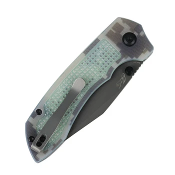 Tenable Entity Folding Knife Camouflage G10 Handle 14C28N Drop Point Plain Edge Gray TiCN Coated Finish B1036H4