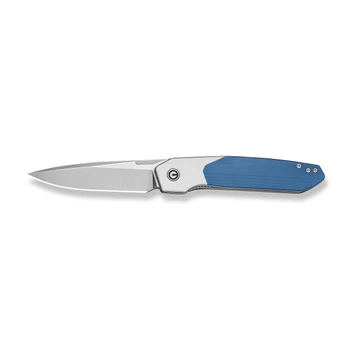 CIVIVI Brr15 Light Folding Knife White/Blue G10 Handle Nitro-V Plain Edge Satin Finish C25063-1