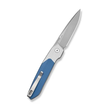 CIVIVI Brr15 Light Folding Knife White/Blue G10 Handle Nitro-V Plain Edge Satin Finish C25063-1