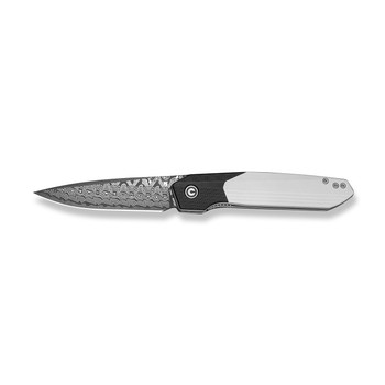 CIVIVI Brr15 Light Folding Knife Black/White G10 Handle Damascus Plain Edge C25063-DS1