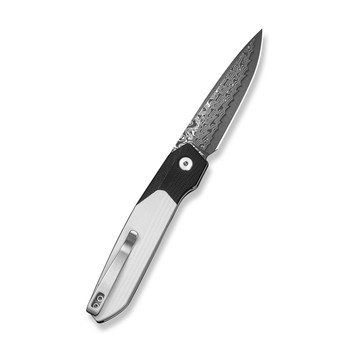 CIVIVI Brr15 Light Folding Knife Black/White G10 Handle Damascus Plain Edge C25063-DS1