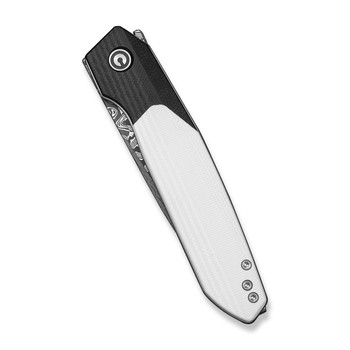 CIVIVI Brr15 Light Folding Knife Black/White G10 Handle Damascus Plain Edge C25063-DS1