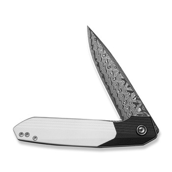 CIVIVI Brr15 Light Folding Knife Black/White G10 Handle Damascus Plain Edge C25063-DS1