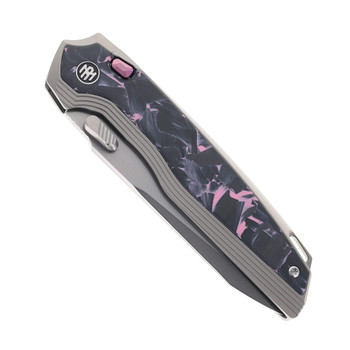 Remette RT-ONE Folding Knife Gray Titanium/Purple Carbon Fiber Handle M390 Plain Edge Manual Fine Grinding Pearlescent Finish RT-ONEA3
