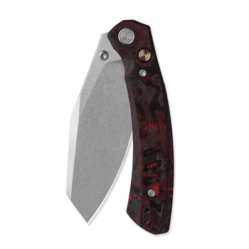 (Open Box) Returned M Miguron Karok Folding Knife Red Carbon Fiber Handle D2 Sheepsfoot Plain Edge Stonewash Finish MGR827CFRD