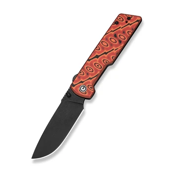 Civivi Zygon Folding Knife Orange/Black Vortex Micarta Handle Nitro-V Plain Edge Black Stonewash Finish C25035-2