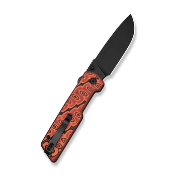 Civivi Zygon Folding Knife Orange/Black Vortex Micarta Handle Nitro-V Plain Edge Black Stonewash Finish C25035-2